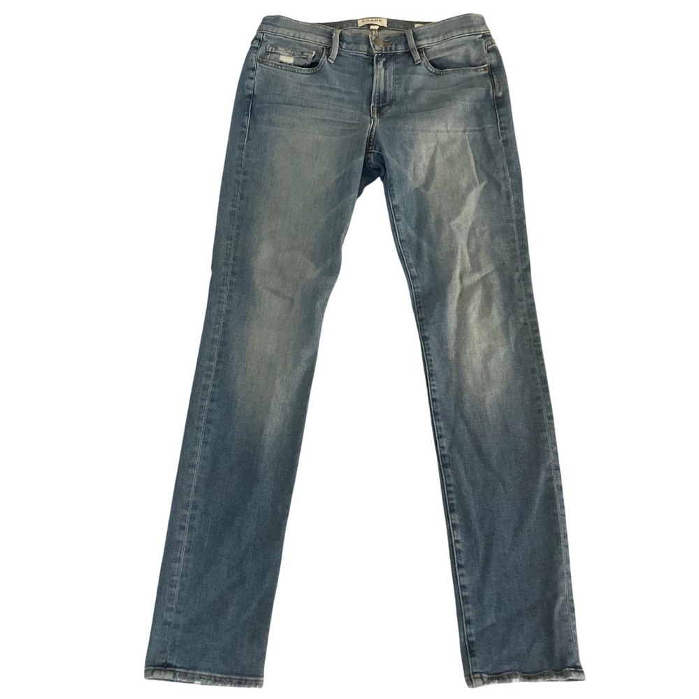 Frame Denim L'Homme Slim Jeans Mens 30 Light Blue Distressed Casual Luxury